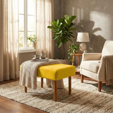 Imagem de Puff Charme Decorativo Assento Extra para Sala Quarto Closet Penteadeira Pés Palito Design Moderno 