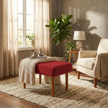 Imagem de Puff Charme Decorativo Assento Extra para Sala Quarto Closet Penteadeira Pés Palito Design Moderno 