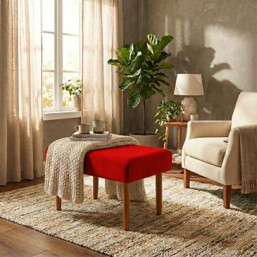 Imagem de Puff Charme Decorativo Assento Extra para Sala Quarto Closet Penteadeira Pés Palito Design Moderno 