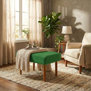 Imagem de Puff Charme Decorativo Assento Extra para Sala Quarto Closet Penteadeira Pés Palito Design Moderno 