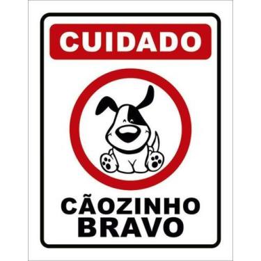 Imagem de Kit 3 Placas Cuidado Cãozinho Bravo Desenho 27X35 - Sinalizo