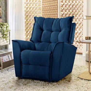 Imagem de Poltrona Reclinavel Do Mamãe Carinho Veludo Azul Marinho - Shop das Ca