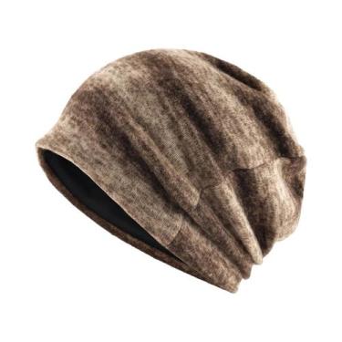 Imagem de Gorro De Inverno Unissex Quente Com Listras, Estilo Slouchy Com Punho 