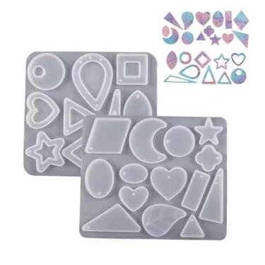 Imagem de Molde Silicone Brincos Joias Pingente Resina Estrela Coraçao - Luyke