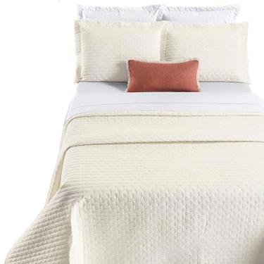 Imagem de Kit Cobre Leito Colcha Quality King 3 Peças Percale 200 Fios Bordado - Palha