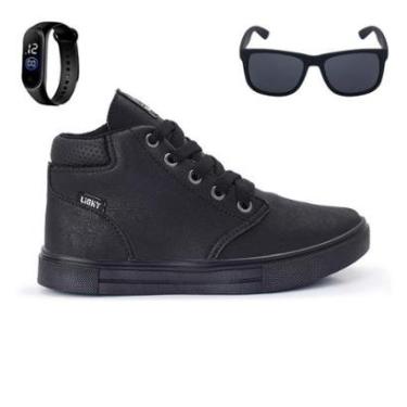 Imagem de Tenis Botinha Infantil Meninos Casual Cano Alto Confortavel + Oculos Relogio-Masculino