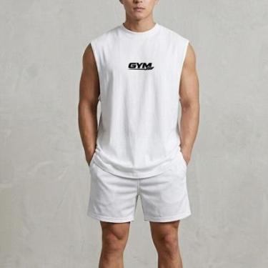 Imagem de Regata Oversized Cavada Over Regata Masculina GYM 100 Algodão Estilo Machão Academia-Unissex