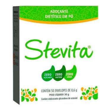 Imagem de Adoçante Stevia Em Pó Stevita 50 Sachês De 0,6g