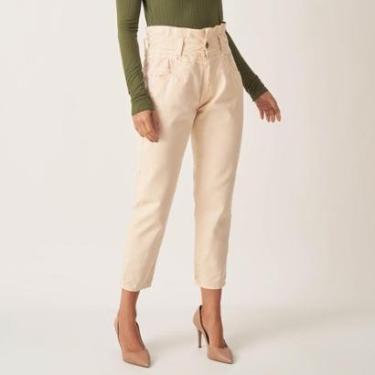 Imagem de Calça Jeans Mom Cintura Super Alta Cós Elástico Clochard-Feminino