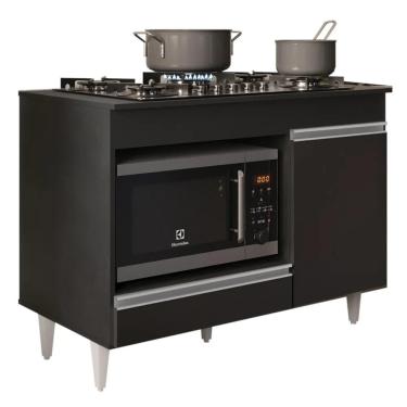 Imagem de Balcão Multiuso Para Cooktop 4 Bocas Georgia Preto - Lumil Móveis