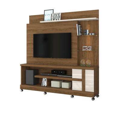 Imagem de Estante de TV 55 Pol 182cm com Rodízio para Sala Elaris Naturale/Off White M20 - D'Rossi