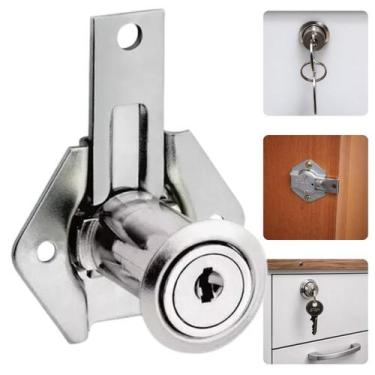 Imagem de Fechadura Stam Cromada Aço Inox Lingueta Longa Tambor 31mm P/ Gavetas 
