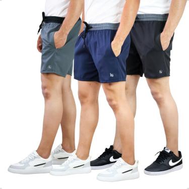 Imagem de Kit 3 Shorts Esporte Praia Bermuda Curta Masculina Treino Academia Tactel com Elastano-Masculino