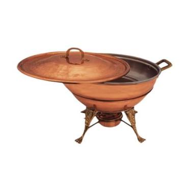 Imagem de Rechaud Fogareiro Redondo e Panela em Cobre Banho Maria 8L - Metal Art