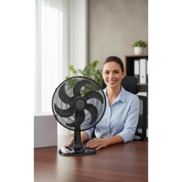 Imagem de 2x Ventilador Mesa 40cm 6 Pás Turbo Potente Oscilante Preto - Congratu
