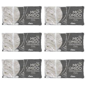 Imagem de 6 Un Refil Esfregão Mop Úmido Limpeza Pesada Piso Chão 290G Ponta Dobr
