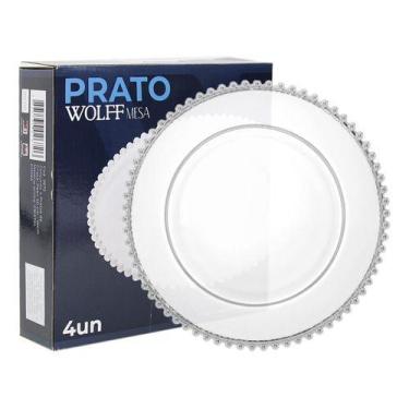 Imagem de Conjunto 4 Pratos De Cristal De Sobremesa Bolinha Wolff