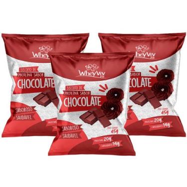 Imagem de 3x Biscoito Fit De Chocolate (sem Açúcar) - Wheyviv - 45g
