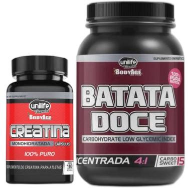 Imagem de Creatina 100% Pura 180 Cáps 720mg + Batata Doce em Pó 1Kg - Unilife