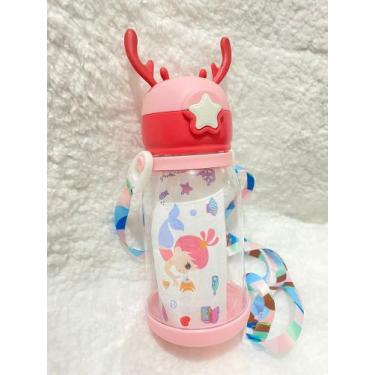Imagem de Garrafa Infantil Bebê/Criança com Tampa, Canudo, Alça e Adesivos para 
