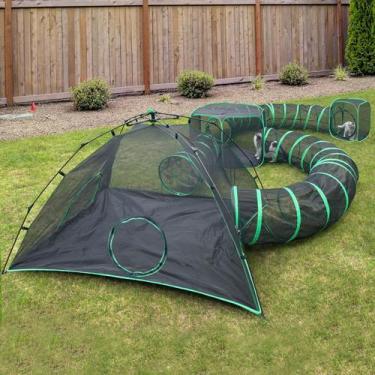 Imagem de Tenda para gatos ao ar livre Pawtenda 6 em 1 com 3 tendas e 3 túneis