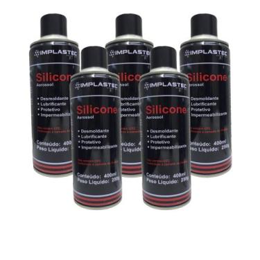 Imagem de Kit 5 Silicone Aerossol Implastec 400ml  Uso Profissional
