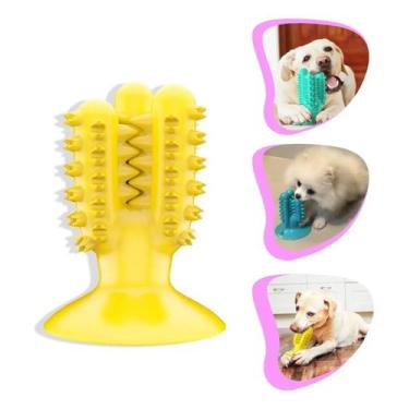 Imagem de Brinquedo Pet Gruda Chão Ventosa Morder Puxar Cão Amarelo - GENERICA