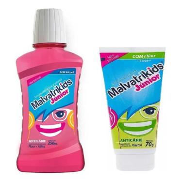 Imagem de Kit Malvatrikids Júnior Enxaguante 250ml E Creme Dental 70g
