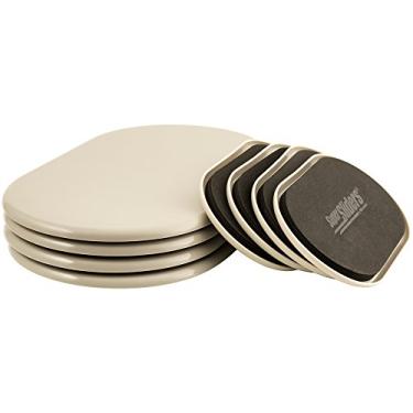 Imagem de Super Sliders Pacote múltiplo de móveis ovais reutilizáveis para carpete – movimento sem esforço e proteção de superfície, bege (pacote com 8)