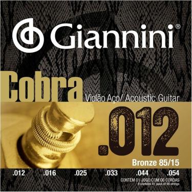 Imagem de Cordas Violão Aço 012 Giannini Cobra Bronze 85/15 GEEFLKS