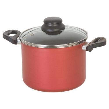 Imagem de Caldeirão Reto Antiaderente Cereja e Preto 16 cm