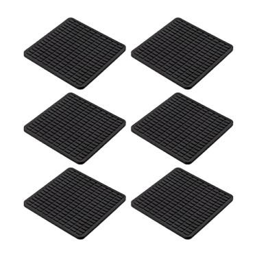 Imagem de 6 Porta Copos Quadrado Apoio Tapete Escorredor (Preto)