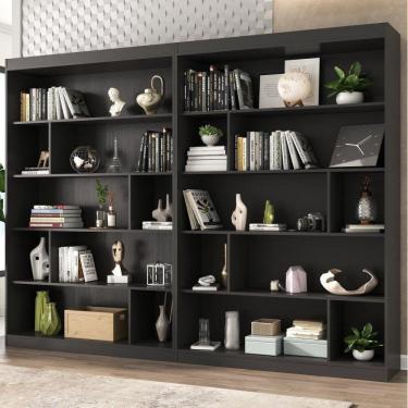 Imagem de Conjunto 2 Estantes para Livros Home Office 240cm Espresso Móveis Onix TX