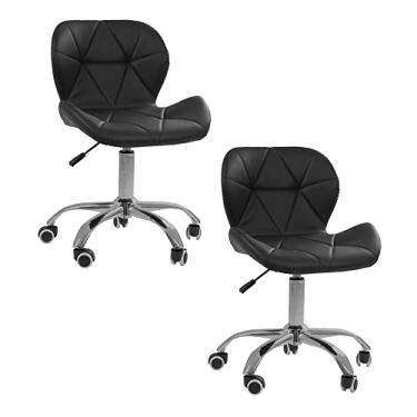 Imagem de Kit 02 Cadeiras Office Eiffel Slim Ajustável Base Giratória (Preto)