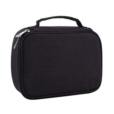 Imagem de Estojo de lápis com 72 compartimentos, bolsa multifuncional dobrável de tecido com zíper para escritório escolar (Preto)