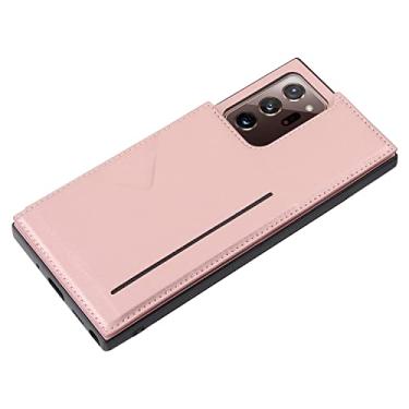 Imagem de zhouye Capa carteira para Samsung Galaxy S22/S22 Plus/S22 Ultra, capa fina de couro PU com porta-cartões suporte fecho magnético duplo durável à prova de choque capa fólio, rosa, S22 6,1 polegadas