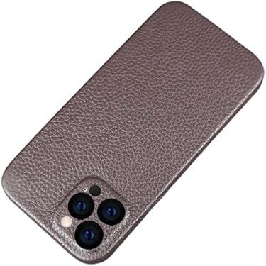 Imagem de HAODEE Capa de telefone traseira de couro, para Apple iPhone 12 Pro 6,1 polegadas totalmente embrulhada Litchi Texture Business Case [Proteção de tela e câmera] (Cor: marrom)