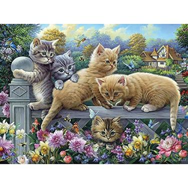 Imagem de Bits and Pieces - Quebra-cabeça de 500 peças para adultos 45,72 x 60,96 cm - gatinhos em uma cerca - 500 peças gato flor animal de estimação jardim flor primavera do artista Oleg Gavrilov
