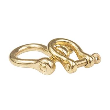 Imagem de 2 peças 7 mm anéis D de latão de ouro com parafuso de fechamento manilha porta-chaves bolsa ferradura em forma de U anel D DIY acessórios de artesanato de couro