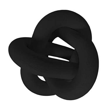 Imagem de Generic Decoração de elo de corrente de madeira de 3, nó de corrente decorativo, nó de madeira boho, em madeira esculpida à mão para decoração, PRETO