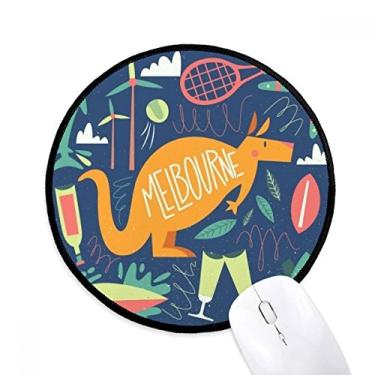 Imagem de DIYthinker Tapete de mouse Melbourne Australia Kangaroo Tennis Surf Desktop Office Round Mat para computador