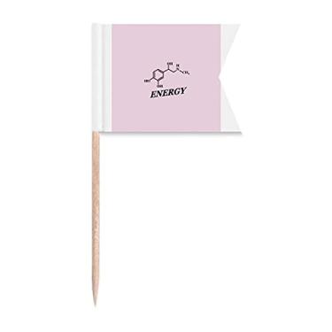 Imagem de Estrutura de força energética, bandeiras de palito de química molecular, marcação de rotulagem para bolo de festa, prato de queijo