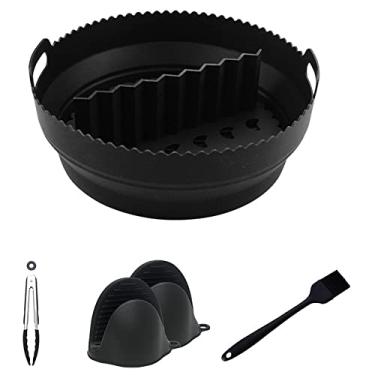 Imagem de Forros Reutilizáveis para Fritadeira, Acessórios para Fritadeira, Inserções de Silicone para Fritadeira para Bacon, Forno, Panela (Black)