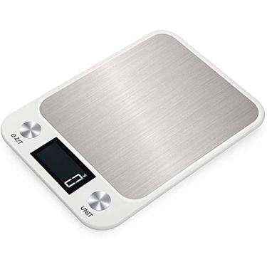 Imagem de balança digital de peso de cozinha de alimentos em gramas e onças, display LCD de aço inoxidável balança de cozimento de alimentos de fácil limpeza