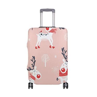 Imagem de Feliz Natal Ano Novo Inverno Alce Cervo Capa Protetora de Bagagem para Viagem Crianças Homens e Mulheres, Multi, Only Luggage Cover Size L