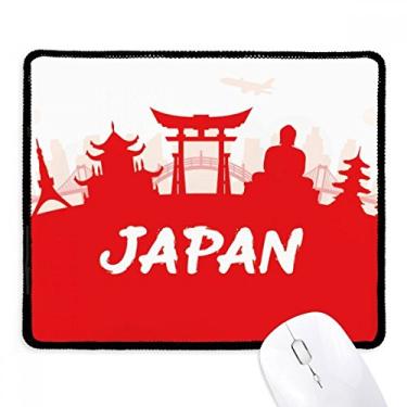 Imagem de Mouse pad antiderrapante vermelho Silhouette Landmark Japan para escritório e bordas costuradas para presente