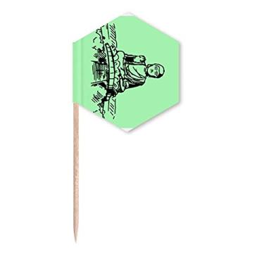 Imagem de Altar Building Blessing Statue Outline Bandeiras de palitos de palitos de cupcake, festa comemoração