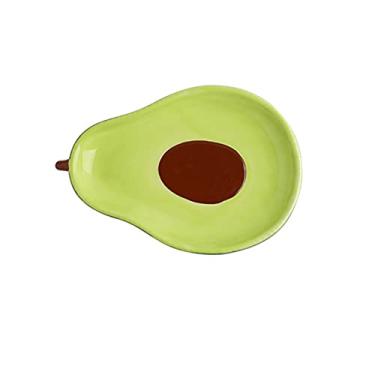 Imagem de GUIPAIHAI Lindo prato de cerâmica em forma de abacate doméstico frutas salada prato criativo pires (cor: prato M/21 cm14,5 cm2,4 cm)