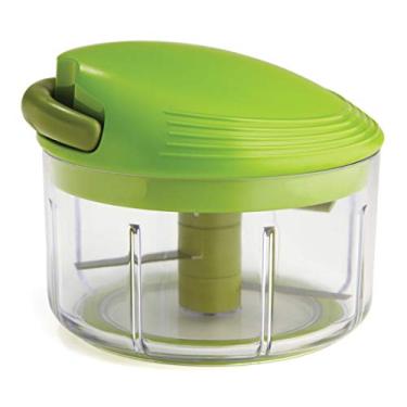 Imagem de Kuhn Rikon Cortador de alimentos com puxador/processador manual, mecanismo de cordão, aço inoxidável, verde, 2 copos