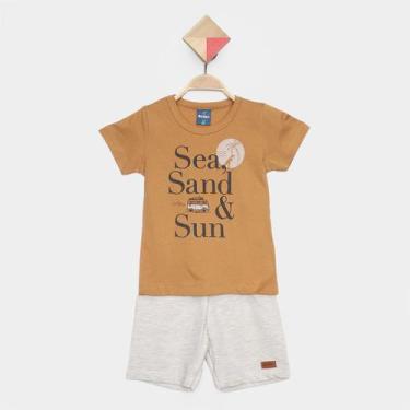Imagem de Conjunto Curto Infantil Romitex Areia E Sol Camiseta + Short Moletinho